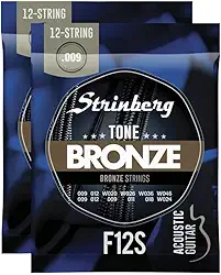 Kit 2 Jogos de Cordas Encordoamento Strinberg Violão Aço 12 Cordas F12S