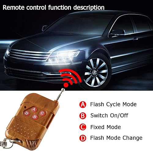 Miniatura 4 de Teguangmei Luces de advertencia estroboscópicas de emergencia 4 en 1 para automóvil, motocicleta, ojo de águila, accesorios DRL, control remoto