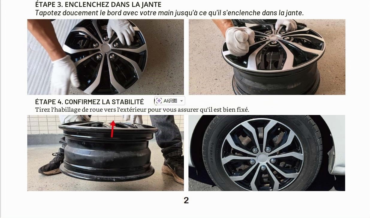 Lot de 4 enjoliveurs universels compatibles avec jantes en acier, design Snap-On (noir, 17")
