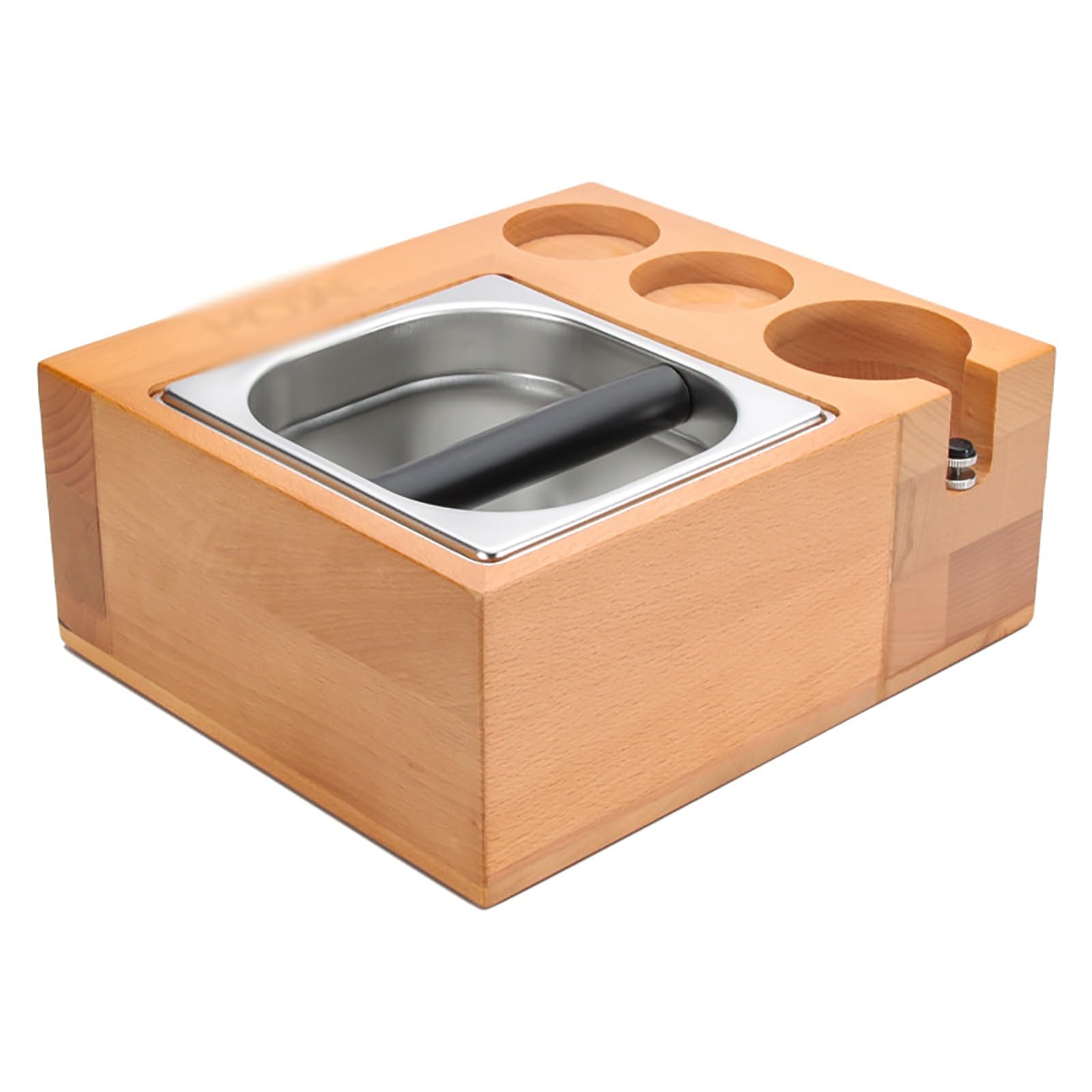 Estación de soporte para prensas de espresso, alfombrilla de madera con caja de golpes para portafiltros de 58 mm, soporte de filtro de café para baristas profesionales y elaboración casera