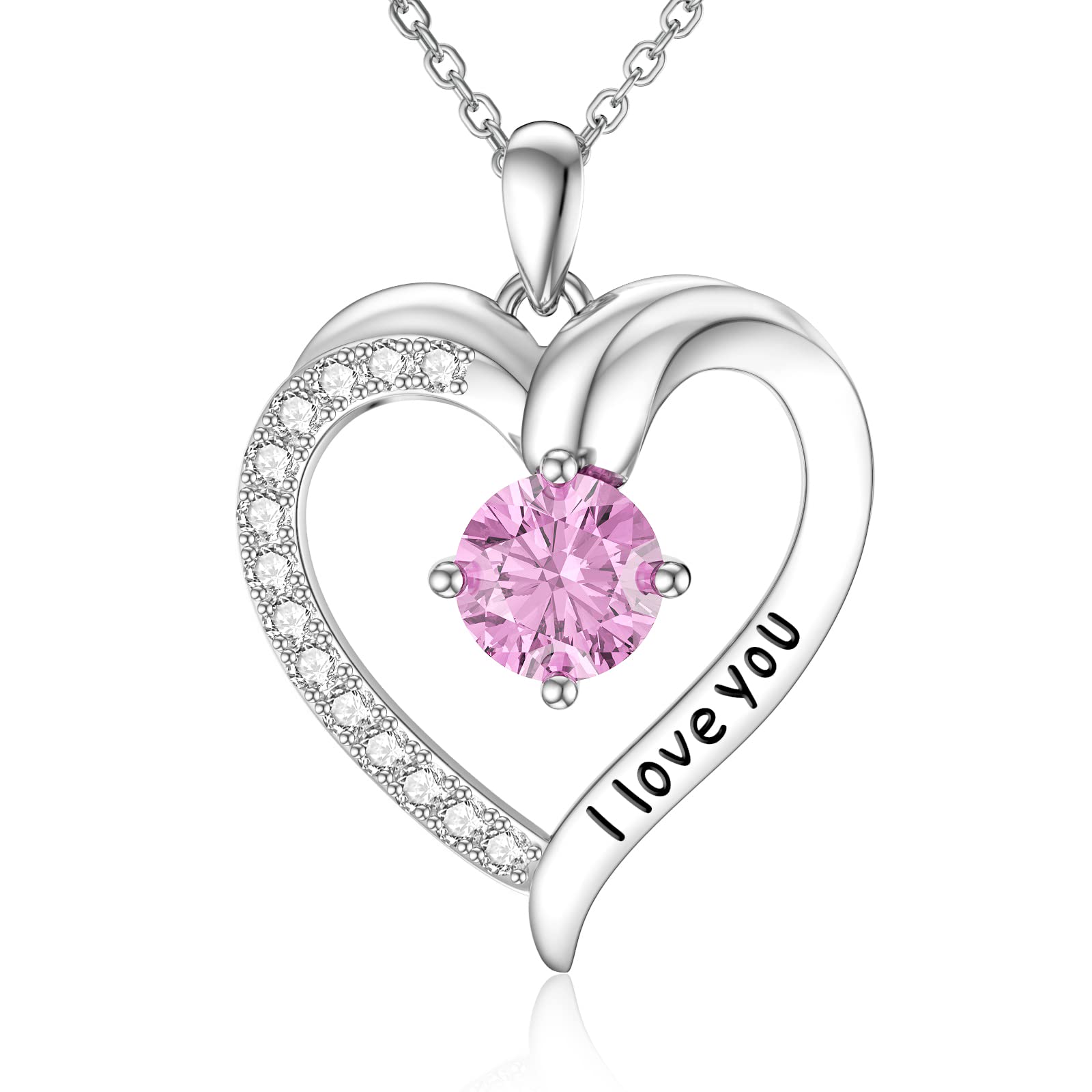 SEVENWELLHeart Birthstone Necklaces for Women Birthstone Necklace 925 Sterling Silver Love Heart Necklaces
