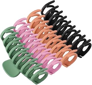 Big Hair Claw Clips by FCLEIH - 4 Pack Hair Clip Nonslip Large Claw Clip for Women and Girls Thin Hair, Strong Hold Hair Clips for Thick Hair, 4 Colorful Banana Hair Accessories