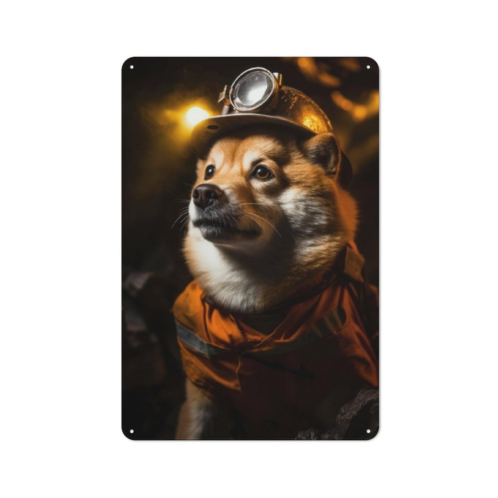 Junmoney Shiba Miner Metal Wall Sign 30X20cm, Vintage Decor For Hallway Wall, New-Space Wall Decor For New Home Decorators