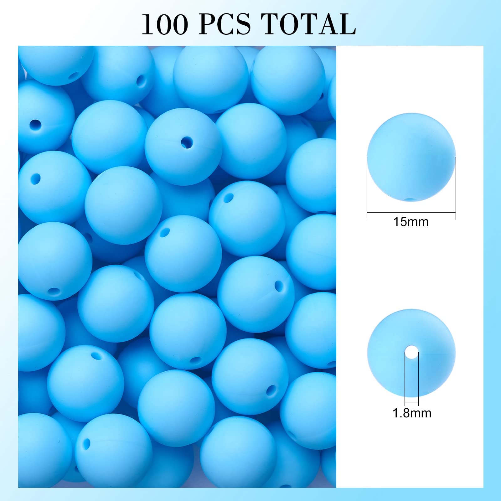 DanLingJewelry 100 perline rotonde in silicone casuali da 15 mm, colore caramella, perline rotonde sfuse in silicone per gioielli e portachiavi