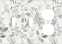 Vista 351 de Placa de pared dúplex de receptáculo de dispositivo de 1 gang de madera envejecida blanca gris con veta de tablón, cubierta de enchufe eléctrico