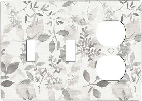 Miniatura 351 de Placa de pared dúplex de receptáculo de dispositivo de 1 gang de madera envejecida blanca gris con veta de tablón, cubierta de enchufe eléctrico de