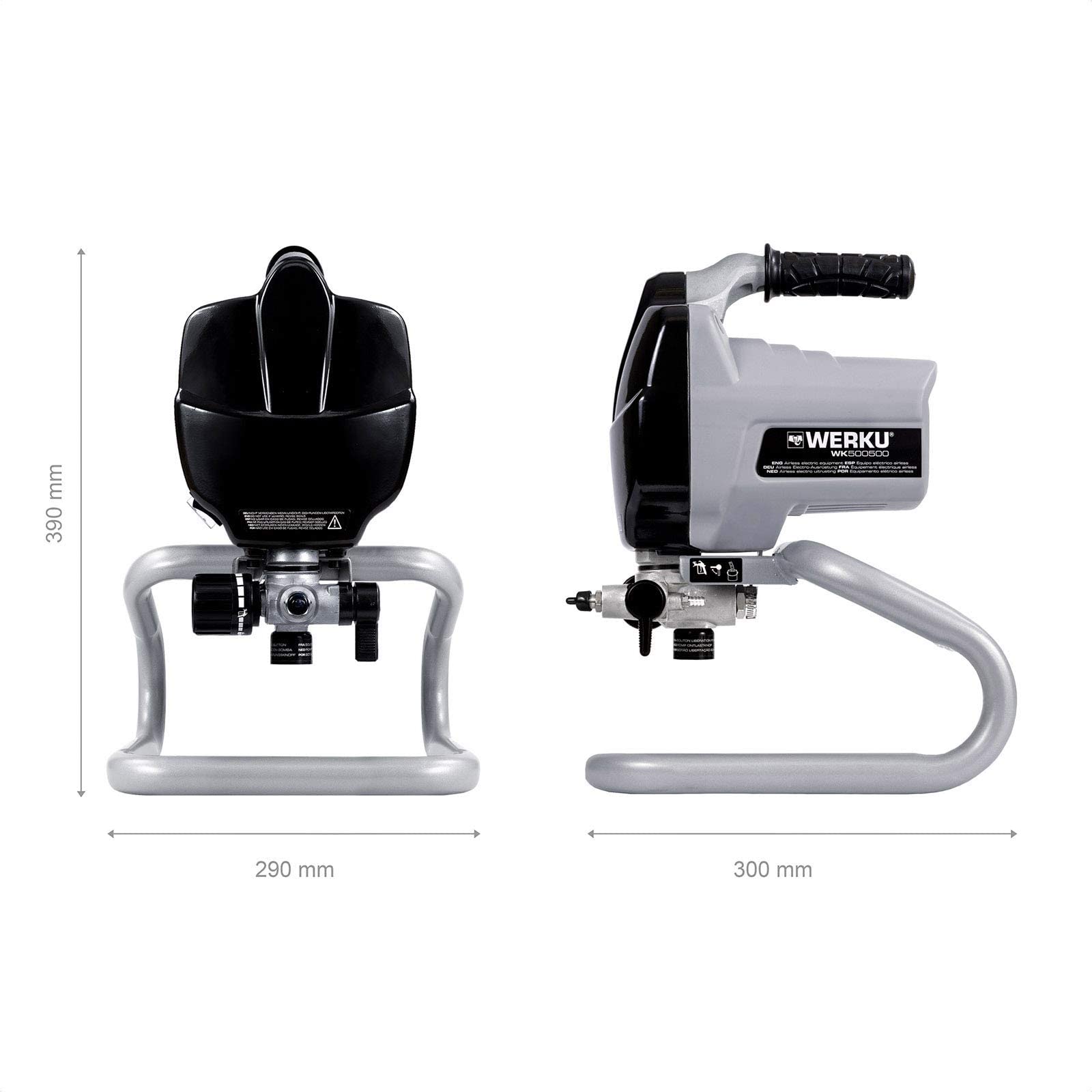 Werku WK500500, Equipo Eléctrico Airless, Calidad Profesional, Potencia 700 W, Caudal 1.4 LPM, Incluye Pistola Pintar, Manguera y Depósito Antigoteo Extraíble