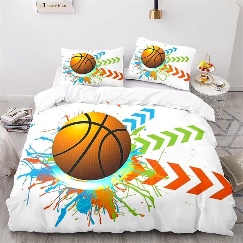 Funda Nordica Cama 105 Baloncesto Ropa de Cama Baloncesto Microfibra Suav Funda Edredon 200x200, Funda Nórdica Deportes y 2 Funda de Almohada 50x80 cm, e2746