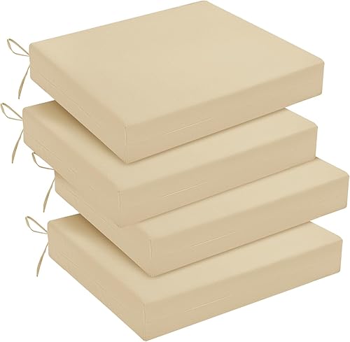 Miniatura 32 de downluxe - Cojín para asiento, redondo, impermeable, para exteriores e interiores, para patio o jardín, 43 x 41 x 5 cm, amarillo, paquete de 4