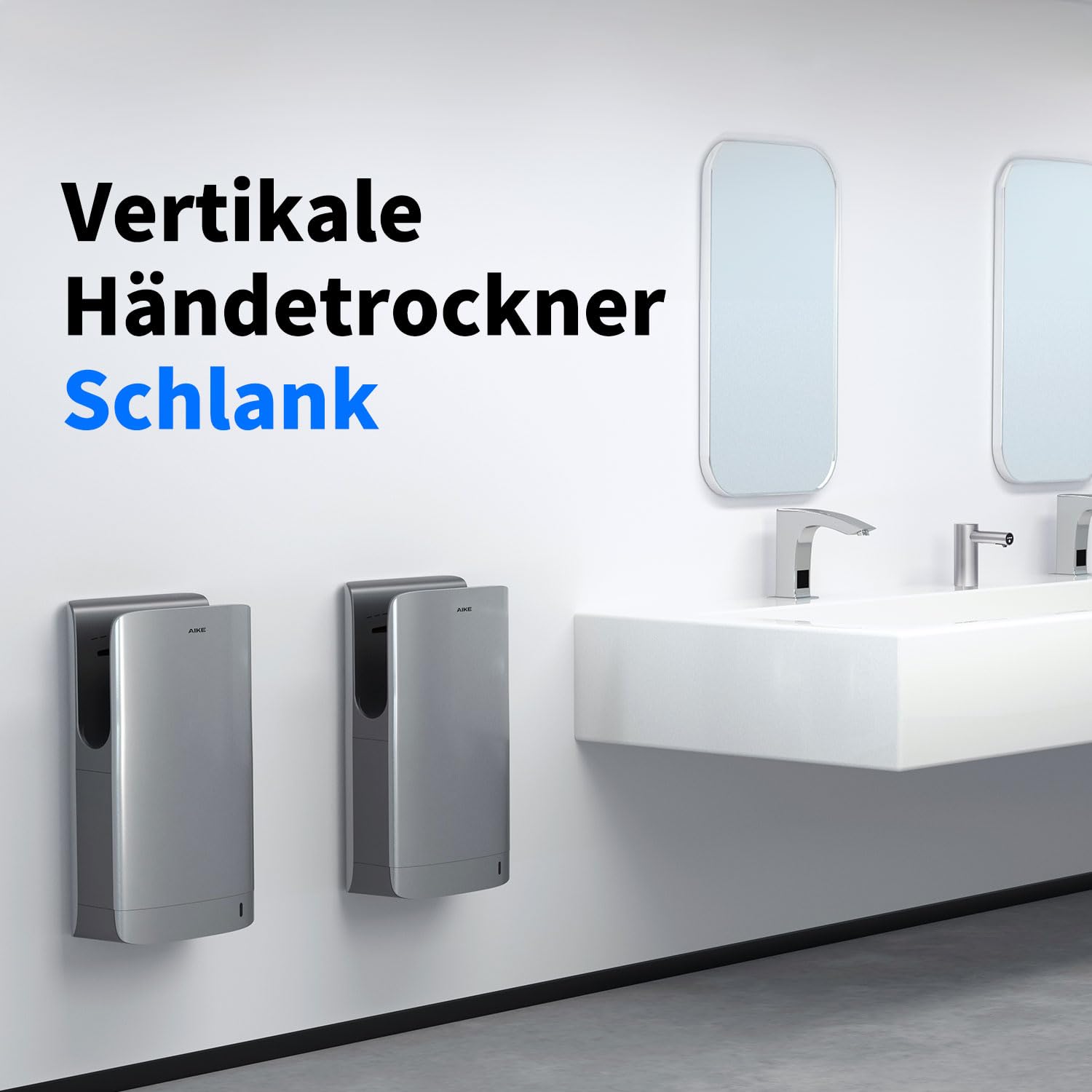 AIKE Swan Slim Händetrockner mit HEPA-Filter, Elegantes Kurven-Design und Minimalistische Ästhetik für Moderne Badezimmer, 220V Modell AK2065 (Platin Silber)