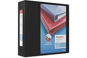 Staples 82664 Heavy Duty 4-Inch 3-Ring Binder Black (24695)