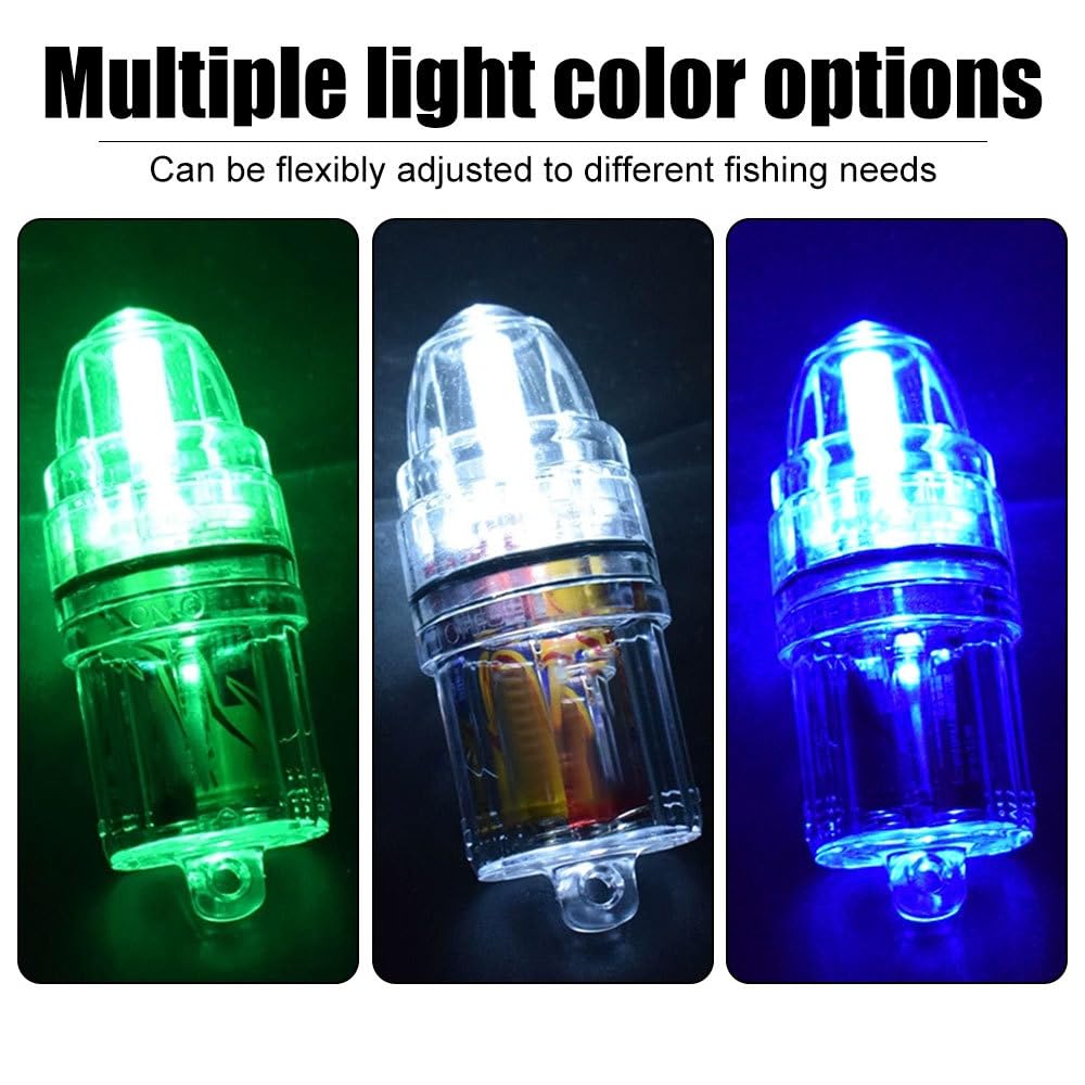 DONGKER Night Fishing Lure Light,2 PCS Waterproof Deep Drop Fish Lights with 2 Silicone Seals Ring for Inshore & Offshore Fishing