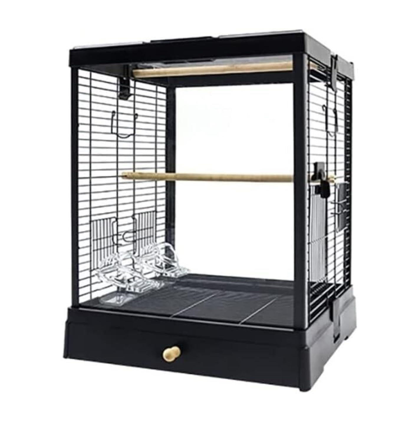 Jaula de pájaros, Jaulas Para Pájaros Transparentes Acrílicas, Jaula De Vuelo De Acero Inoxidable, Jaula Para Pájaros Portátil, Portador De Casa Para Pájaros Grande Y Duradero Perchas de Descanso(Blac