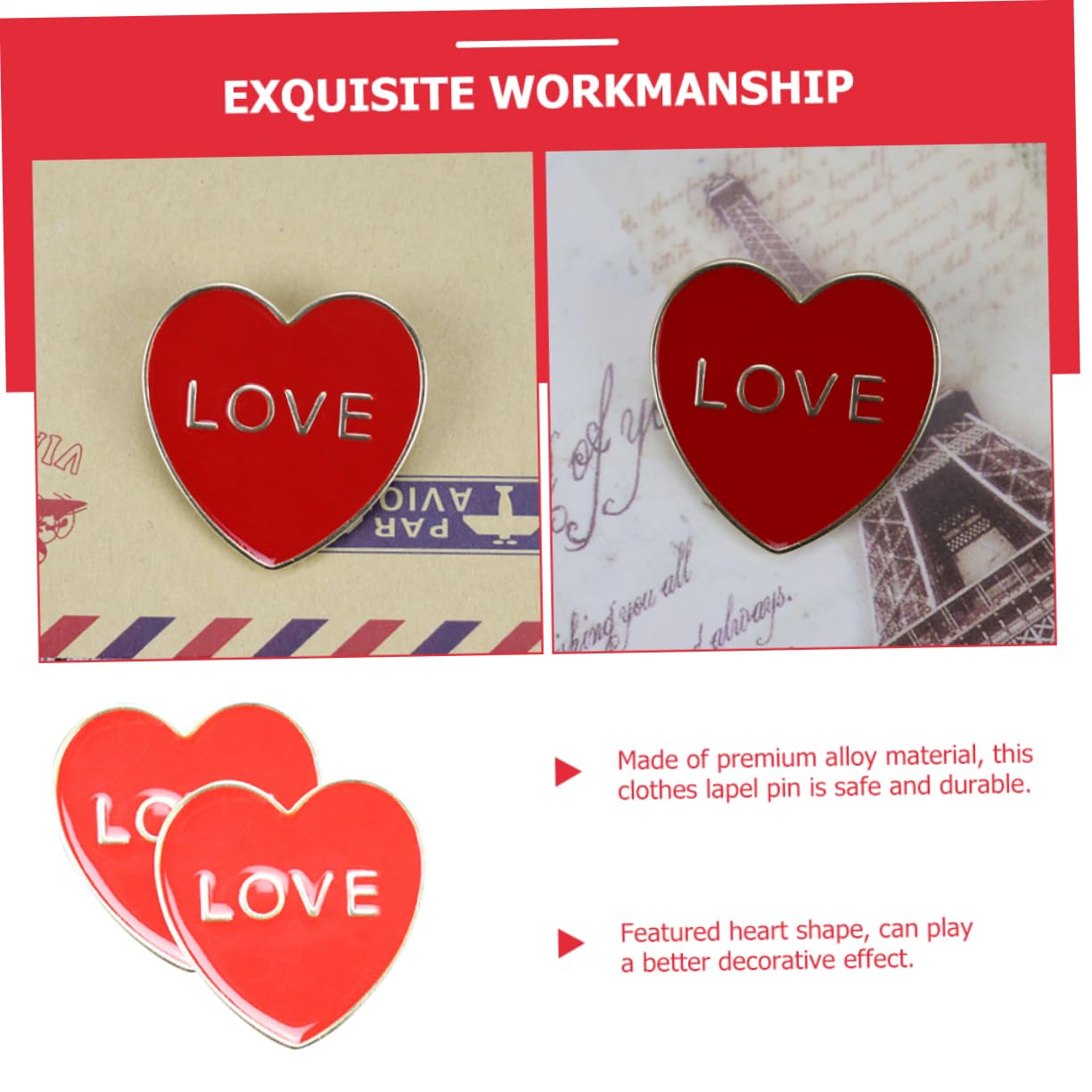 10 Piezas Broche Imperdible Alfiler De Corazón De Boda Alfiler Estético Pasador De Cuello Pin De Esmalte De Corazón Rojo Pasador De Mochilas 3d Ropa De Mujer Aleación Suéter