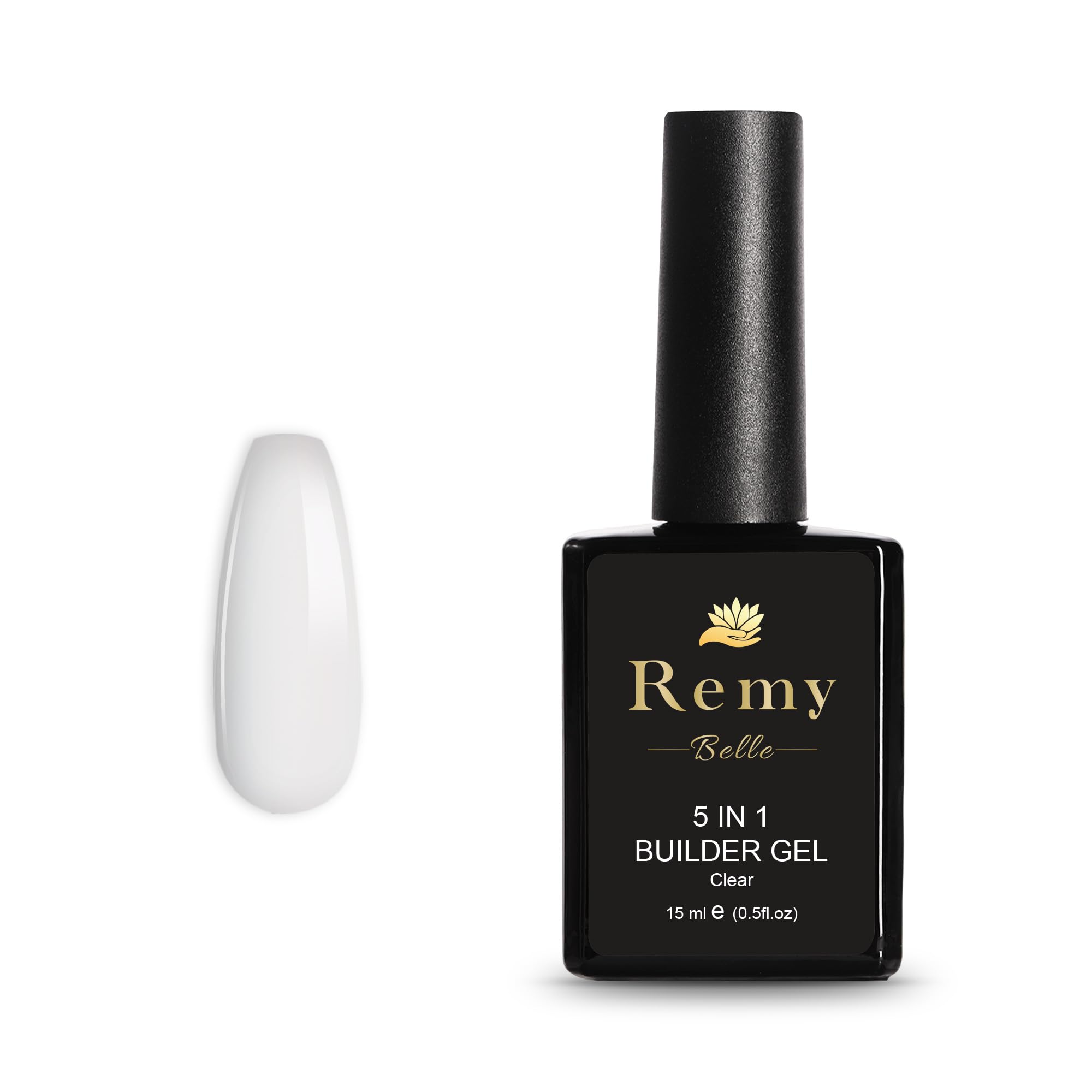 Remy Belle 5 IN 1 Builder Gel in a bottle - 15ml Clear Builder Nail Gels, Nail Strengthener, Nail Extension Tips (Requires Curing Under LED UV Lamp)
