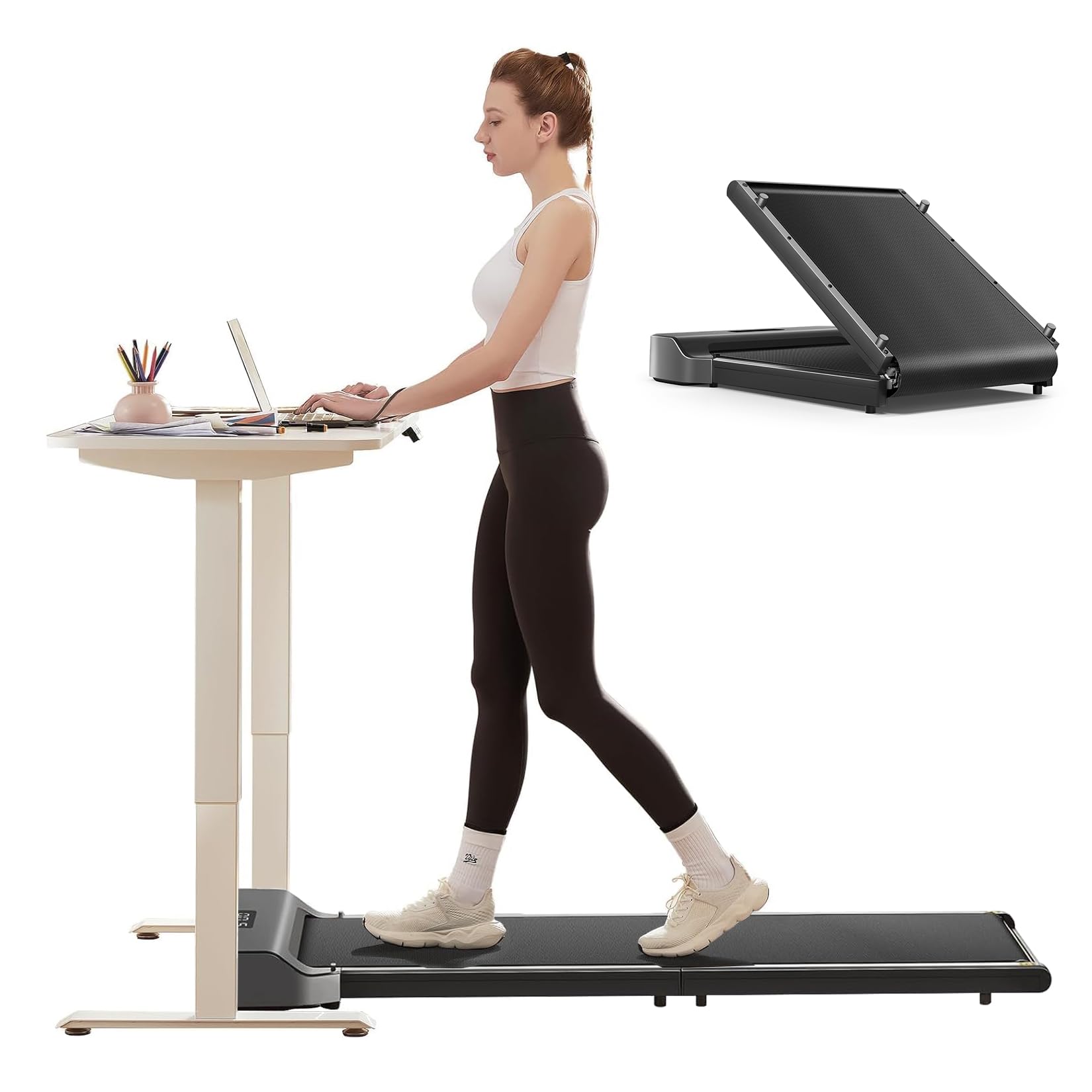 WALKINGPAD Z1 Laufband Klappbar, Walking Pad 1-6 km/h mit Fernbedienung und LED-Anzeige, Kompaktes und Leises Laufband Schreibtisch für Zuhause Büro