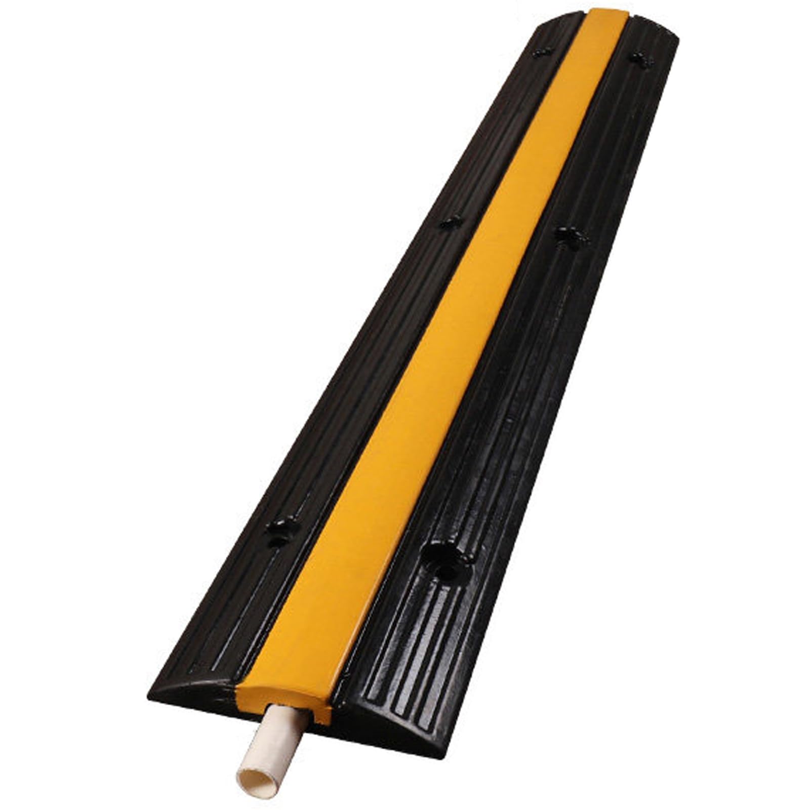 Rampa de Protección de Cable de 1 Canal, Canaleta Pasacables de Suelo de Caucho y PVC, Pasacables Suelo para Cables/Mangueras/Tuberías, Carga de 15 Toneladas