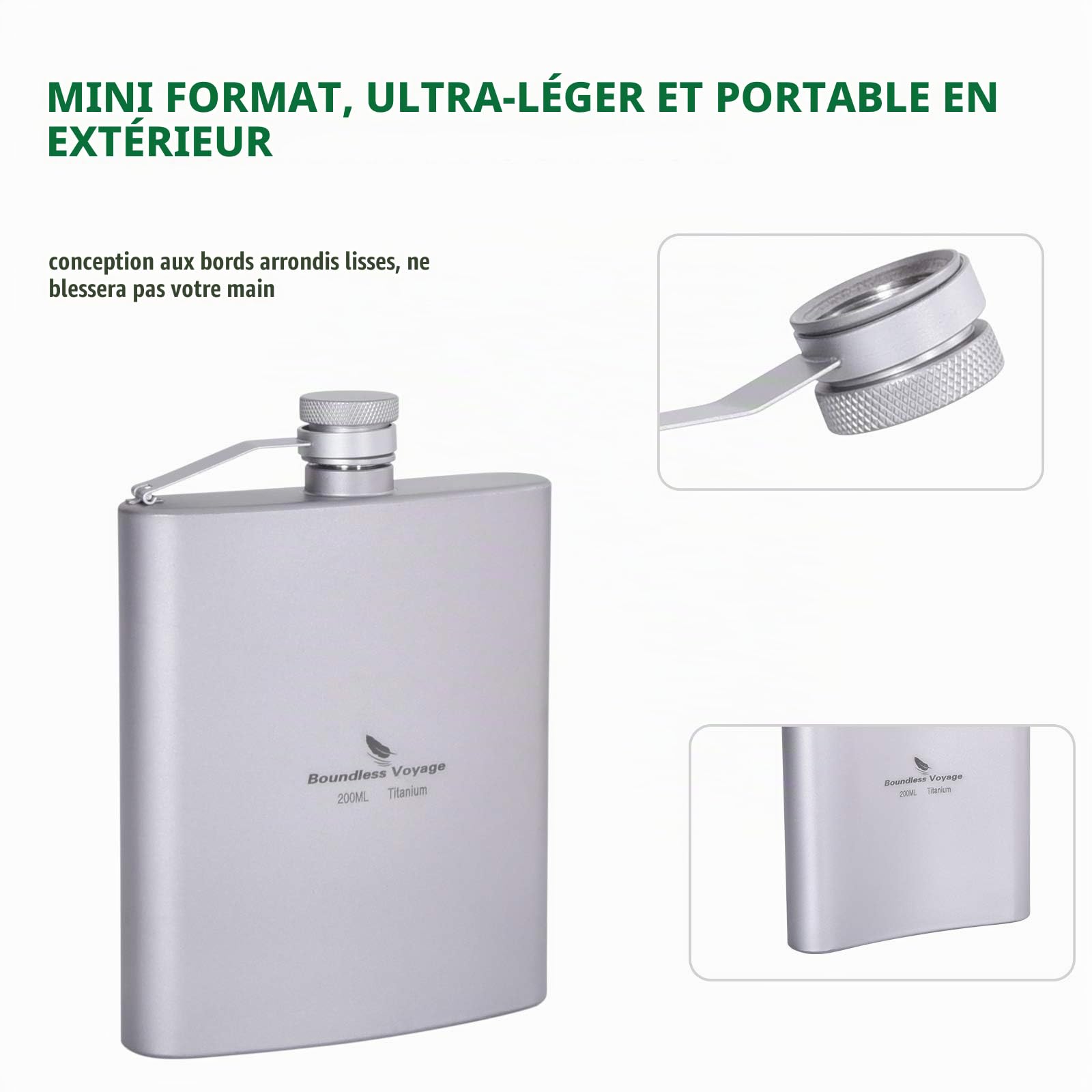 Boundless Voyage Flasque en Titane pour Camping en Plein air 200 ML