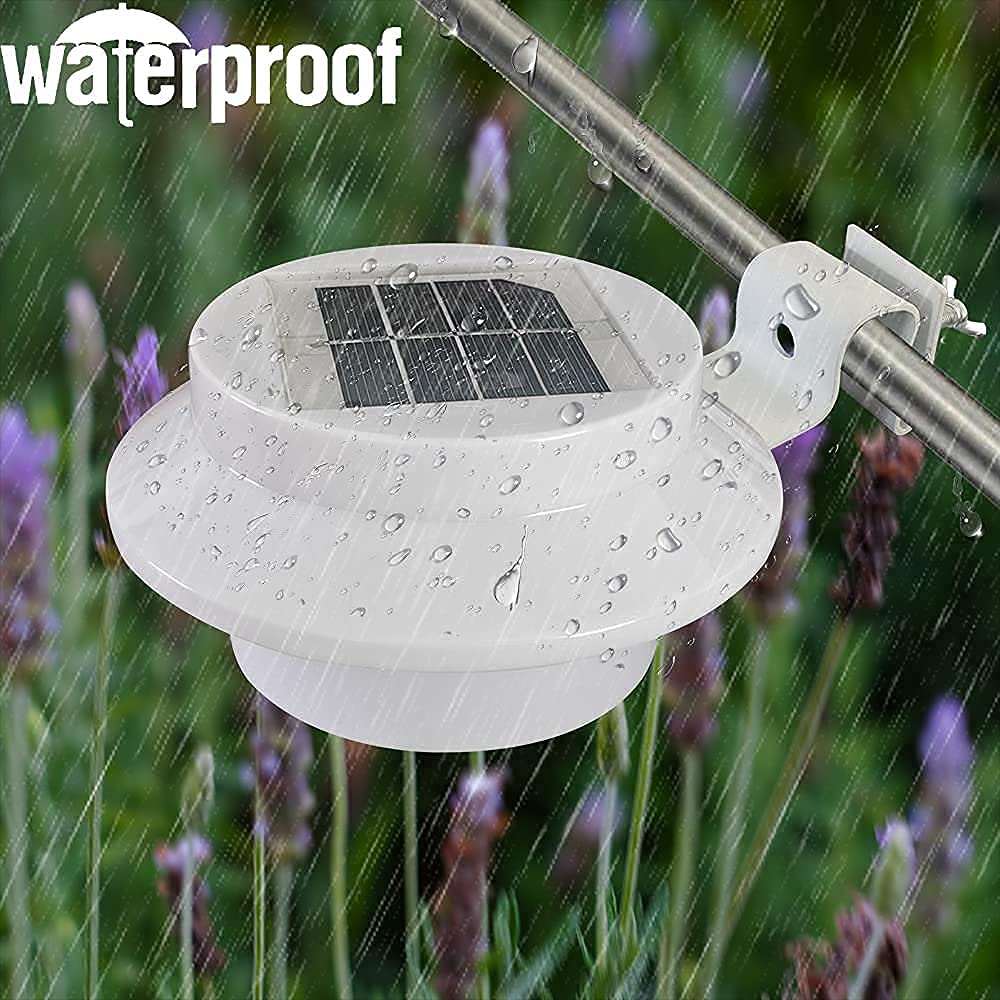 AGOTD Luce Solare LED Esterno, Luci Solari Grondaia, IP55 Impermeabili Bianca Ca