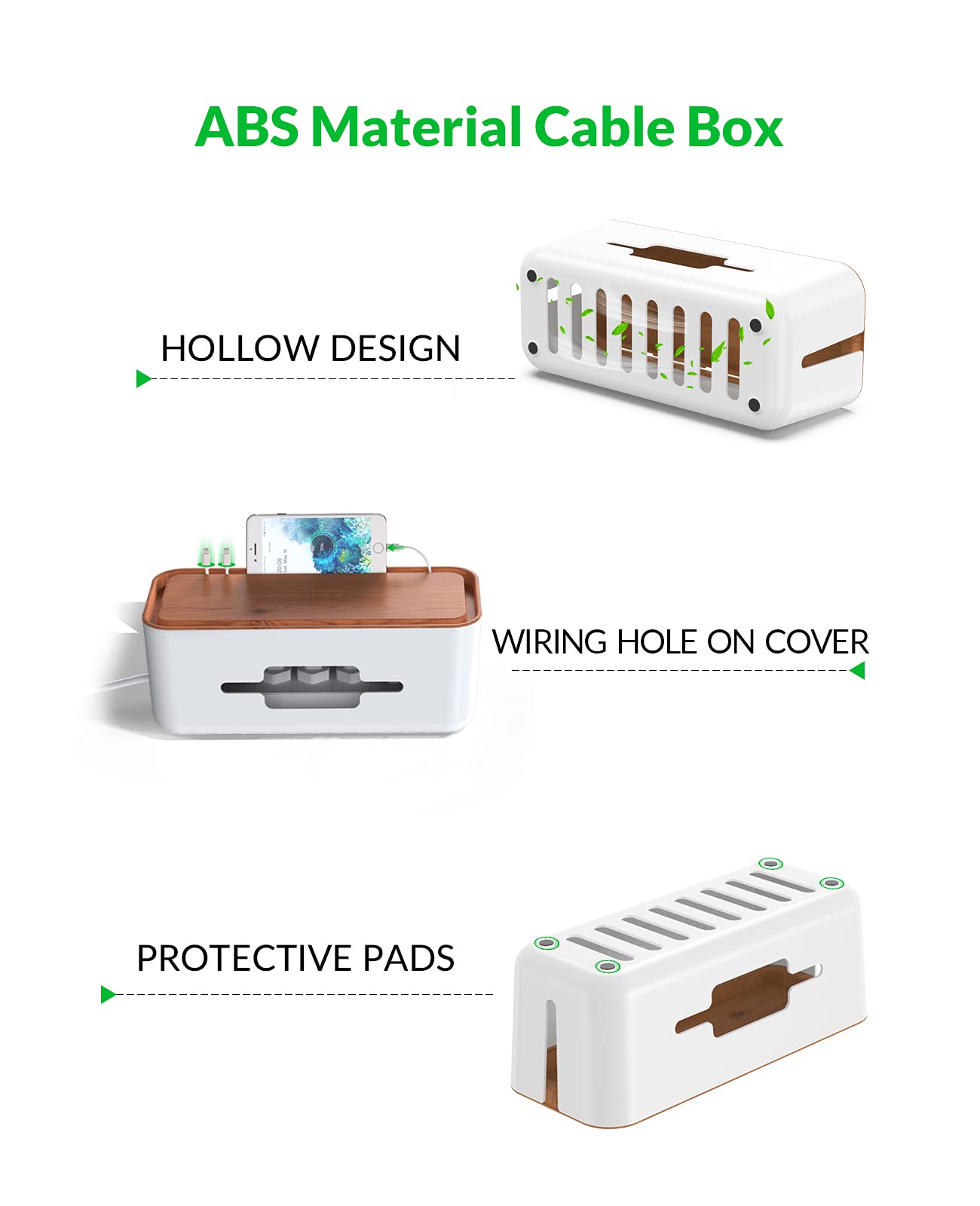 ORICO Cable Management Box – Extra Large (16.9 X 7.1 X 6.3 Inches) Hides Power Strips, Chargers, USB Hubs, Cords, Kid & Pet Safe