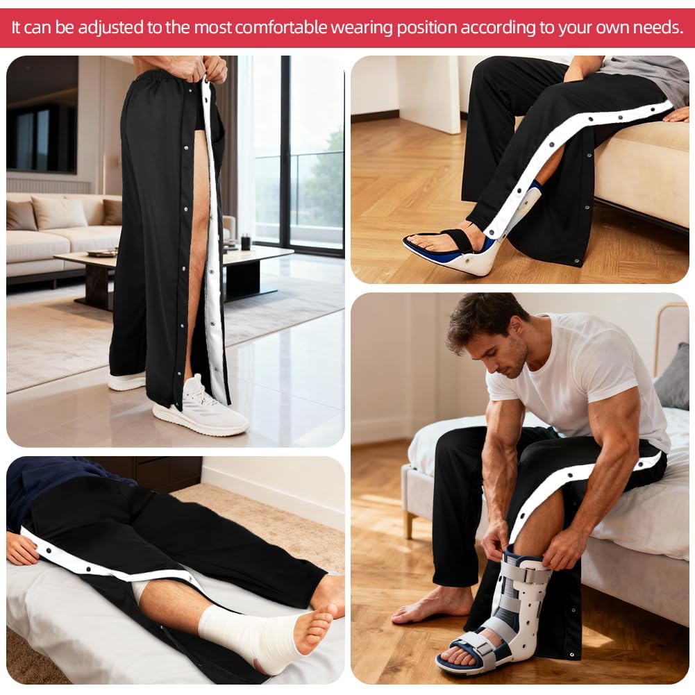 Pantalones de Rehabilitación para Hombre, Pantalones de Rehabilitación para Hombre con Apertura Lateral y Cremallera en la Pierna, Pantalones Deportivos Postoperatorios