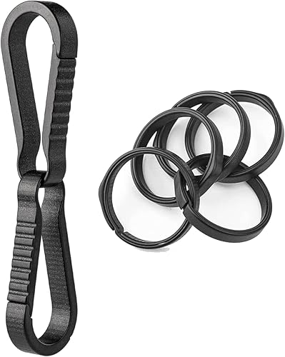 TISUR Gancho de clip de llavero de titanio+kit de anillos divididos de empuje lateral de liberación rápida