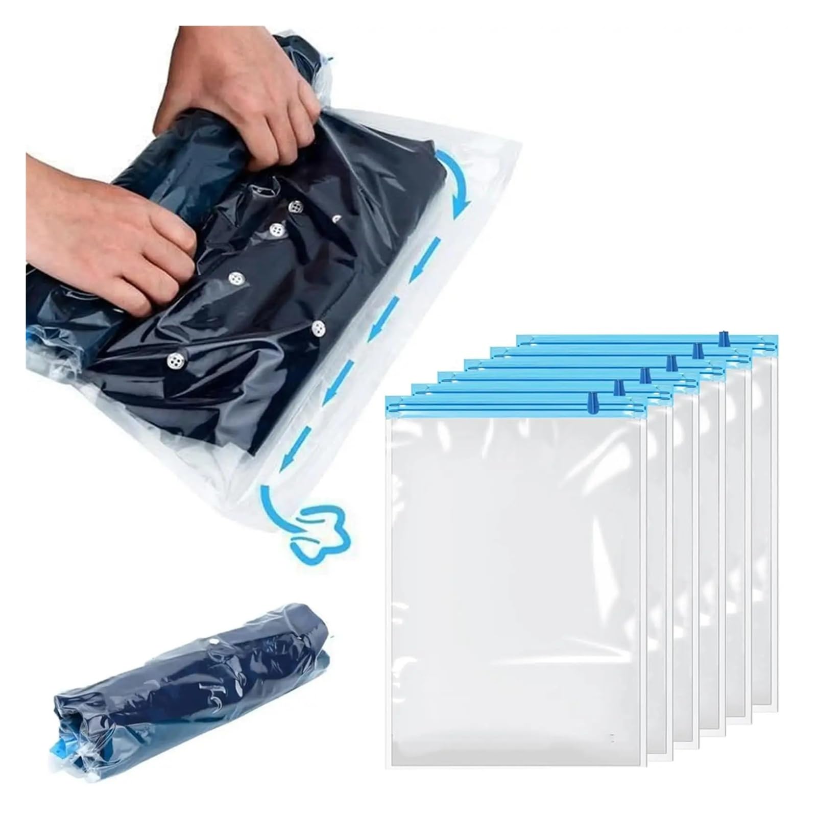 Genérico 10 bolsas de compresión de viaje for ahorrar espacio. | Bolsas enrollables for guardar equipaje, ropa y artículos de viaje.(5 Pack L)