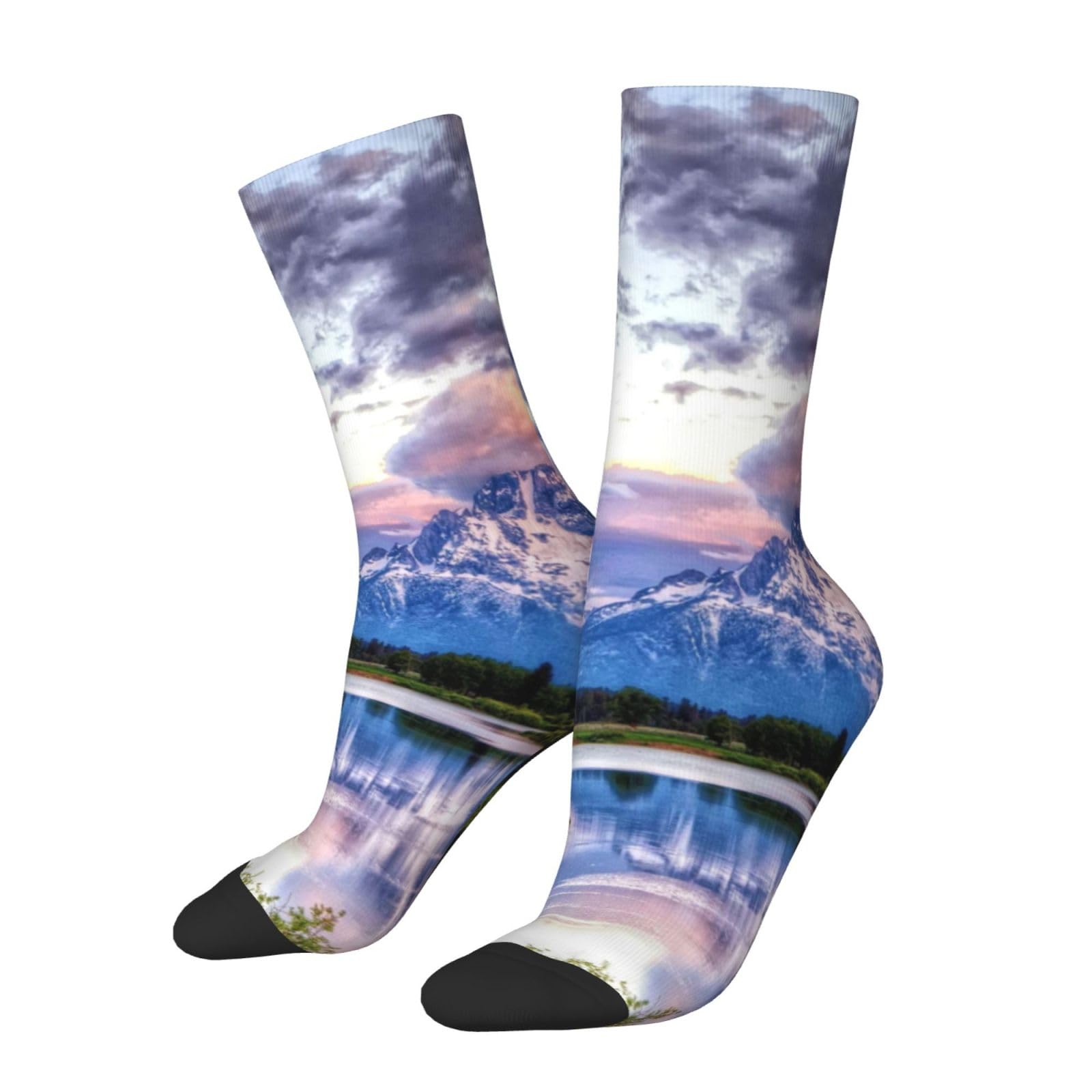 SATUSAGrand Teton National Park Print 3d Novelty Socks Unisex Socks Deluxe Personality Short Socks 40-42cm