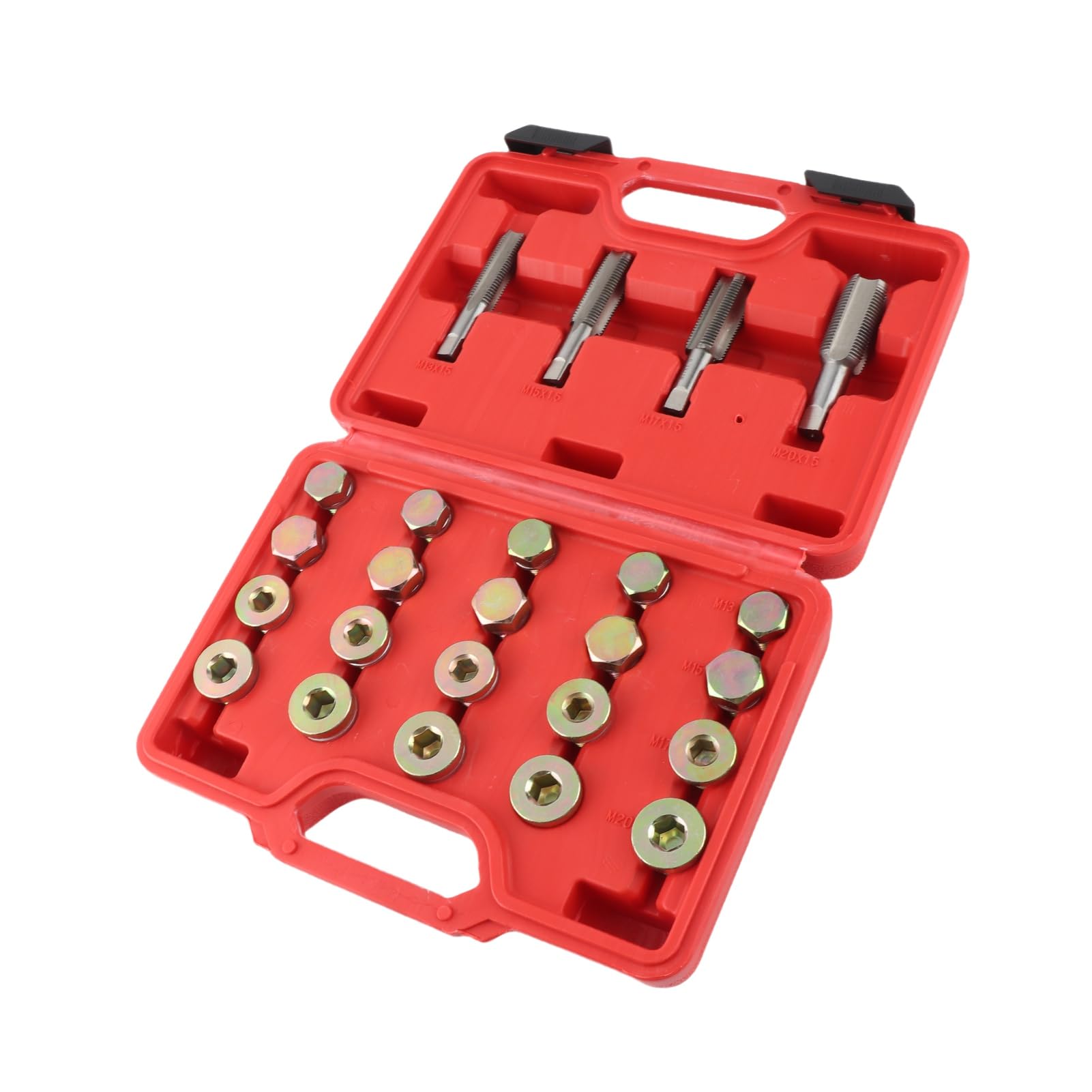 64 pezzi kit di riparazione filettatura coppa dell'olio set di strumenti per tappi di scarico della coppa dell'olio con rubinetti M13 M15 M17 M20 rondelle per auto veicoli