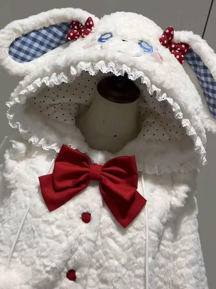 Kawaii bluza z kapturem płaszcz z kapturem dla kobiet nastolatków peleryna polarowa kurtka zimowa ubrania płaszcz sweter