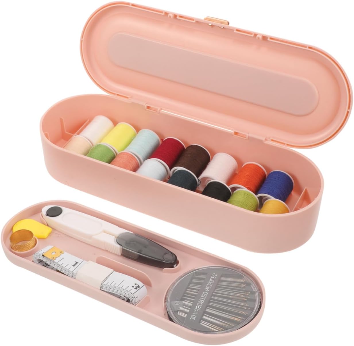 Pink Plastic Sewing Kit for Adults, Portable for Daily Repairs