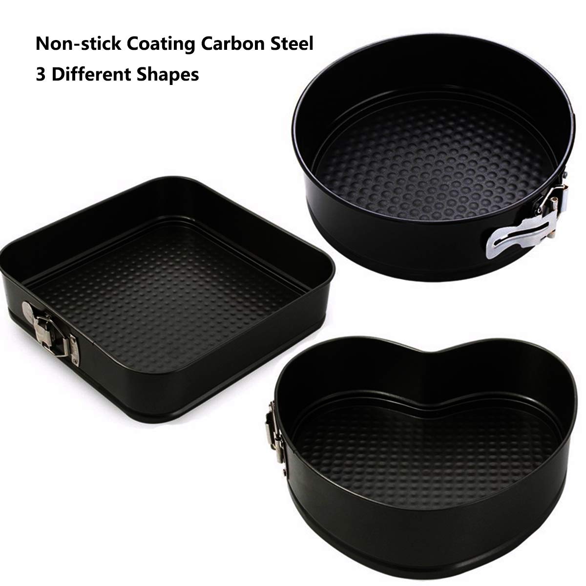 Non-Stick Quick-Release Cake Tin with Loose Base Springform Cheesecake Pan Cake Bake Tray Set of 3