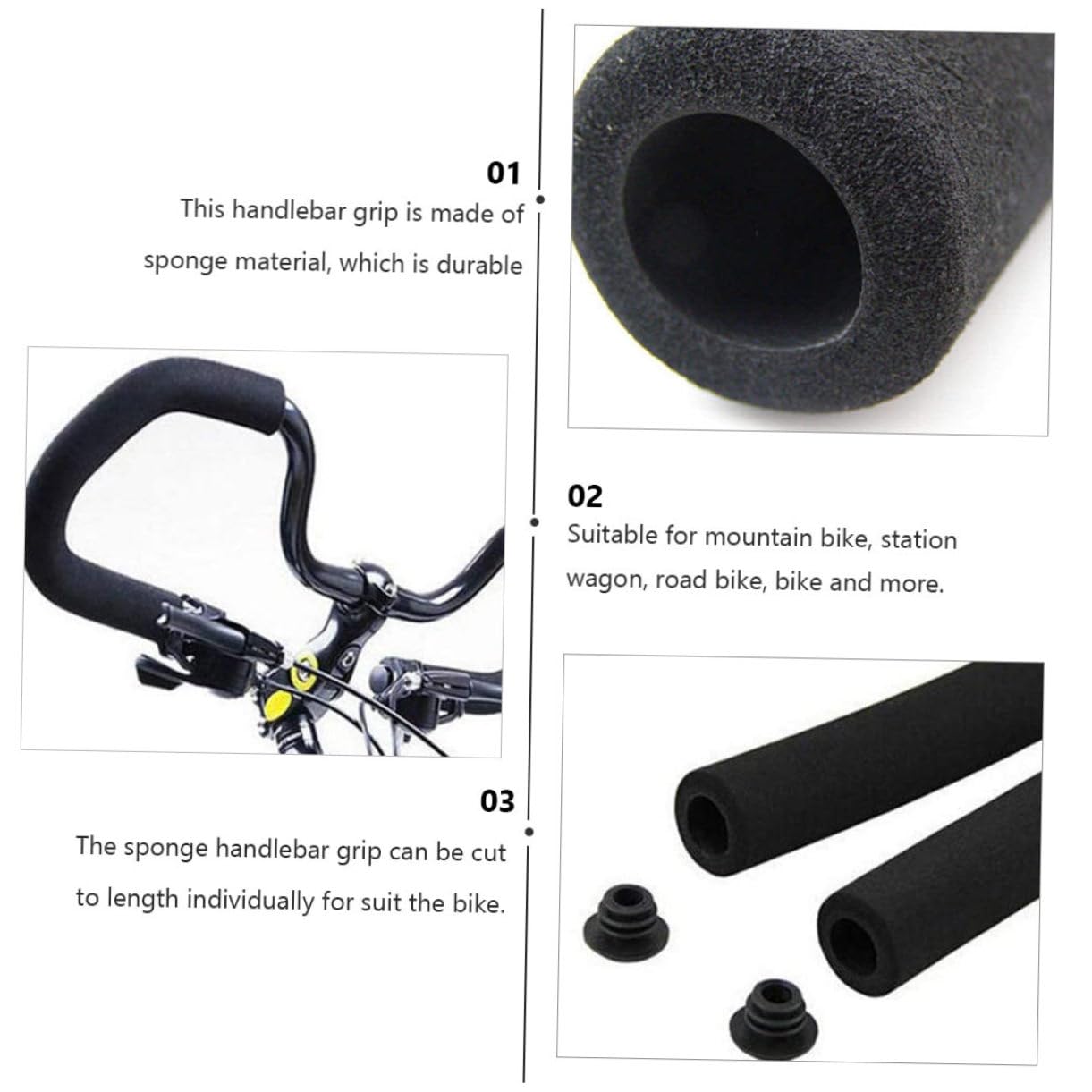 Sosoport Moosgummi Fahrradlenker Griffe Schwamm Lenkerüberzüge rutschfest und Bequem Zuschneidbar für Mountainbike und Tourenrad Sport &