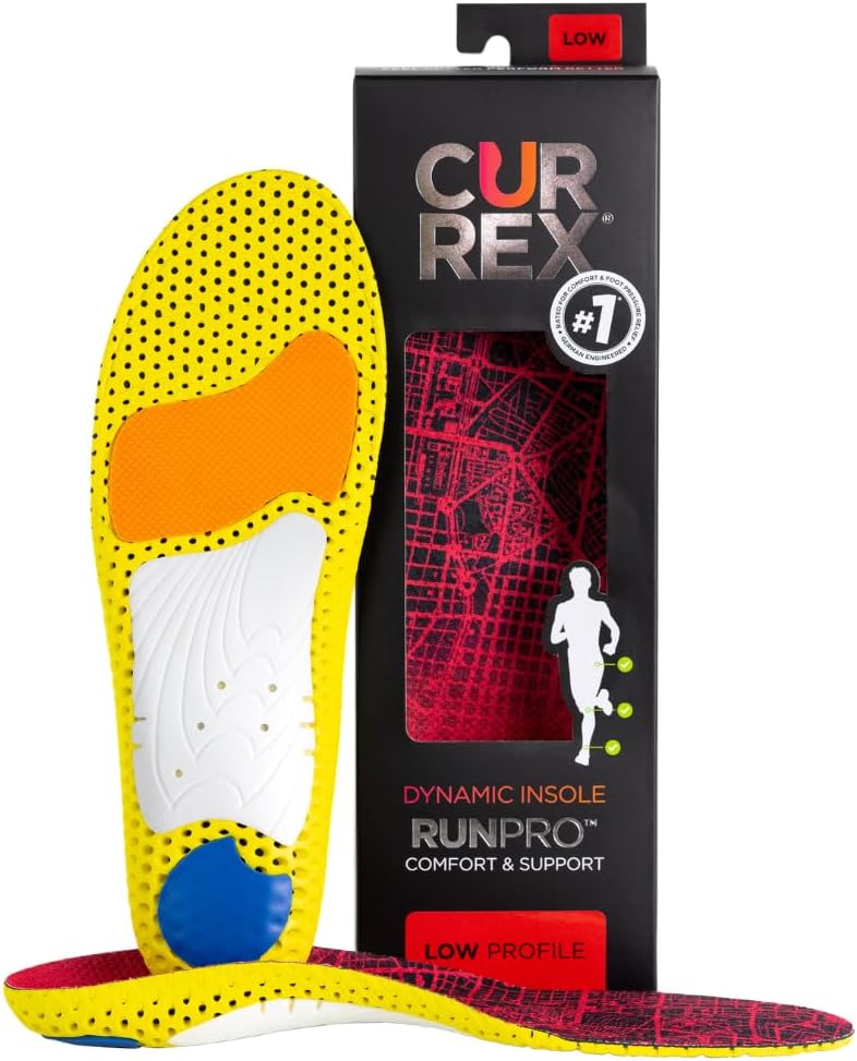 - CURREX RunPro Insoles for Running Shoes, Arch Support Inserts to Help Reduce Fatigue, Prevent Injuries, Boost Performance for Men & Women (Low Arch, Size XL)