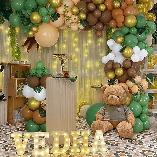 Image of Sage green Balloons 100 Pack 12 inch Round Helium Olive Green Balloons for Birthday Jungle Theme Safari Baby Shower Retro Neutral Wedding Party Decorations