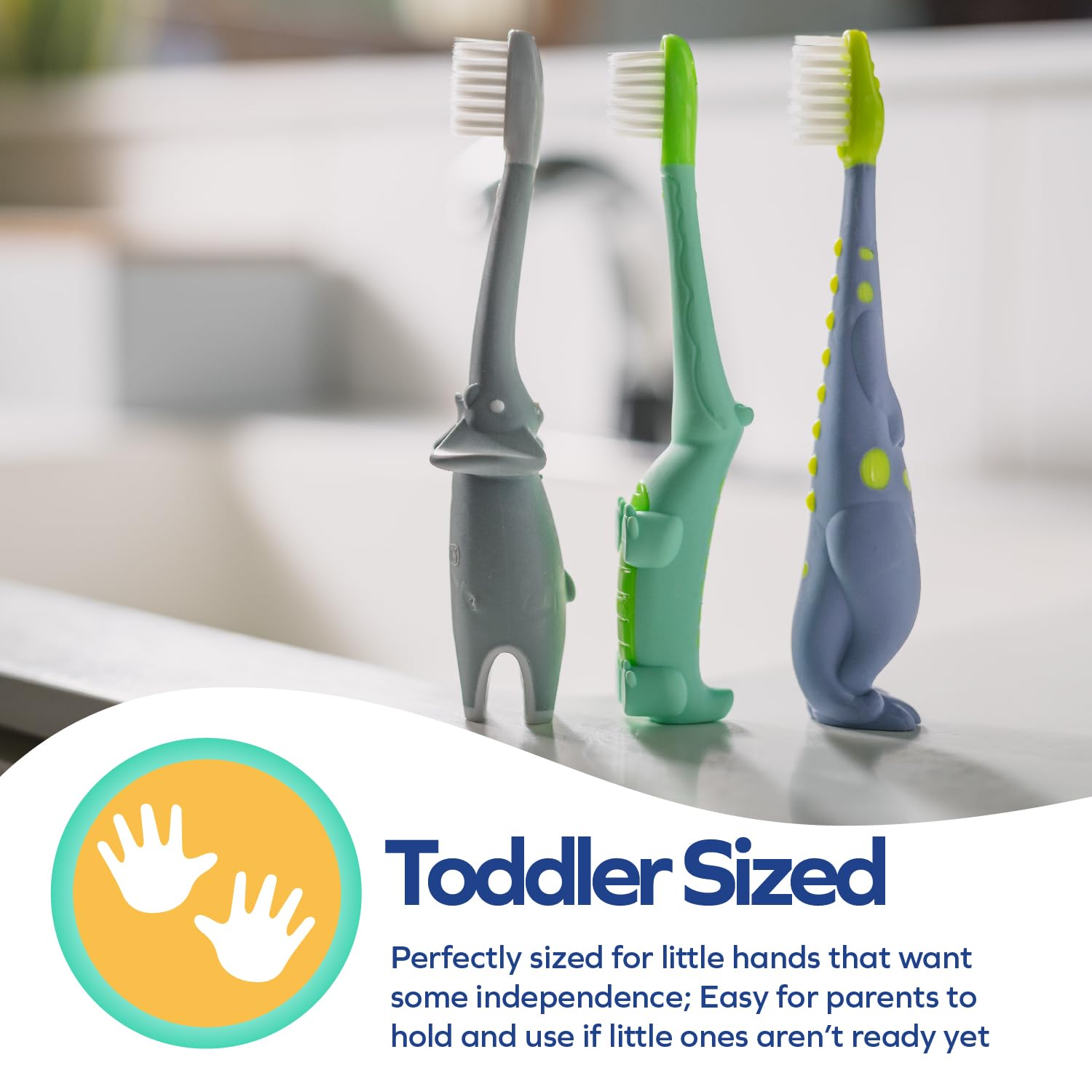 Dr. Talbot's Toddler Training Toothbrush for Kids - (2-Pack) - 6+ Months - Alligator/Elephant