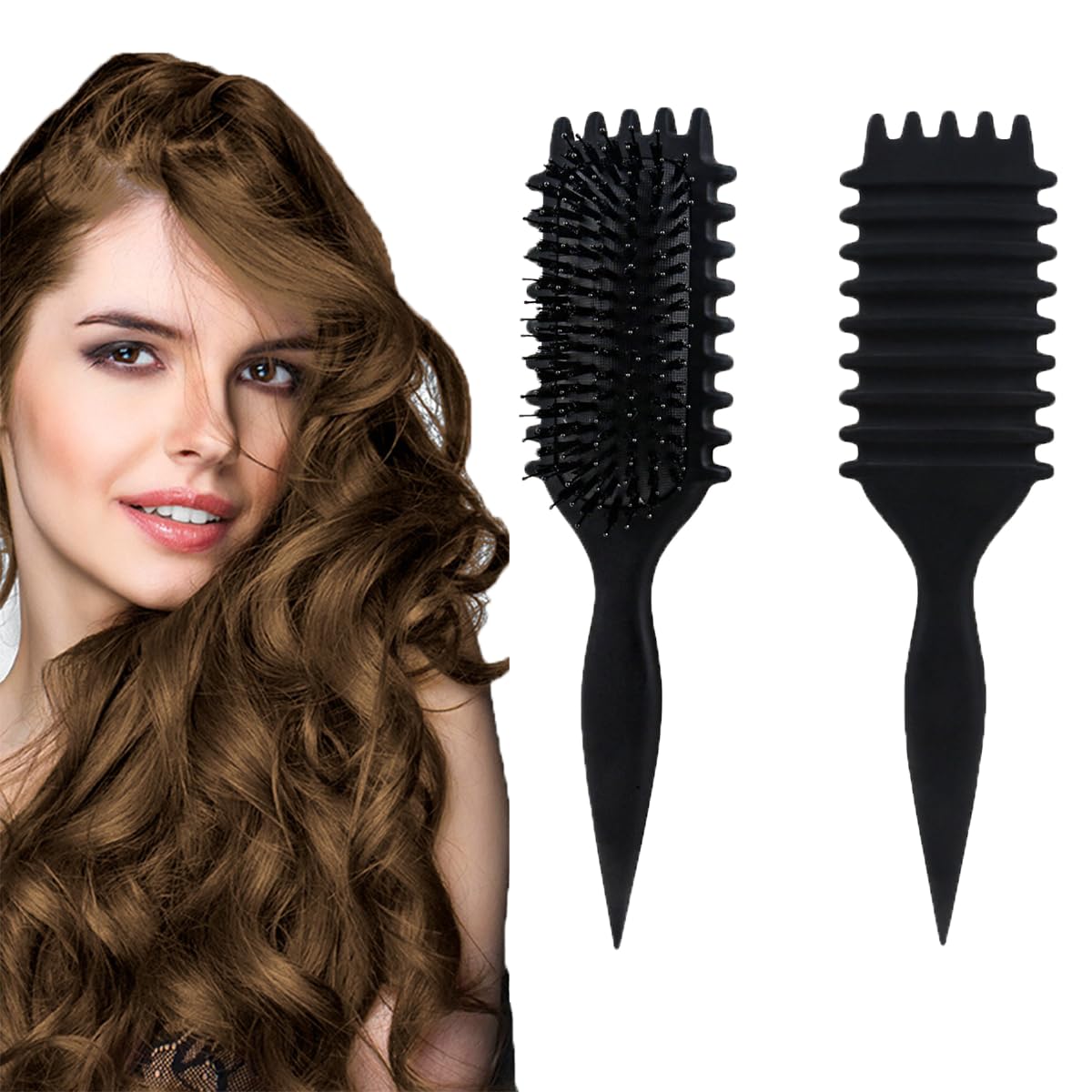 ECVV® Bounce Curl Define Styling Brush -Premium Curly Hair Brush, Wet & Dry Detangler, Essential Tool for Shaping & Perfecting Your Curls(Color: BLACK)