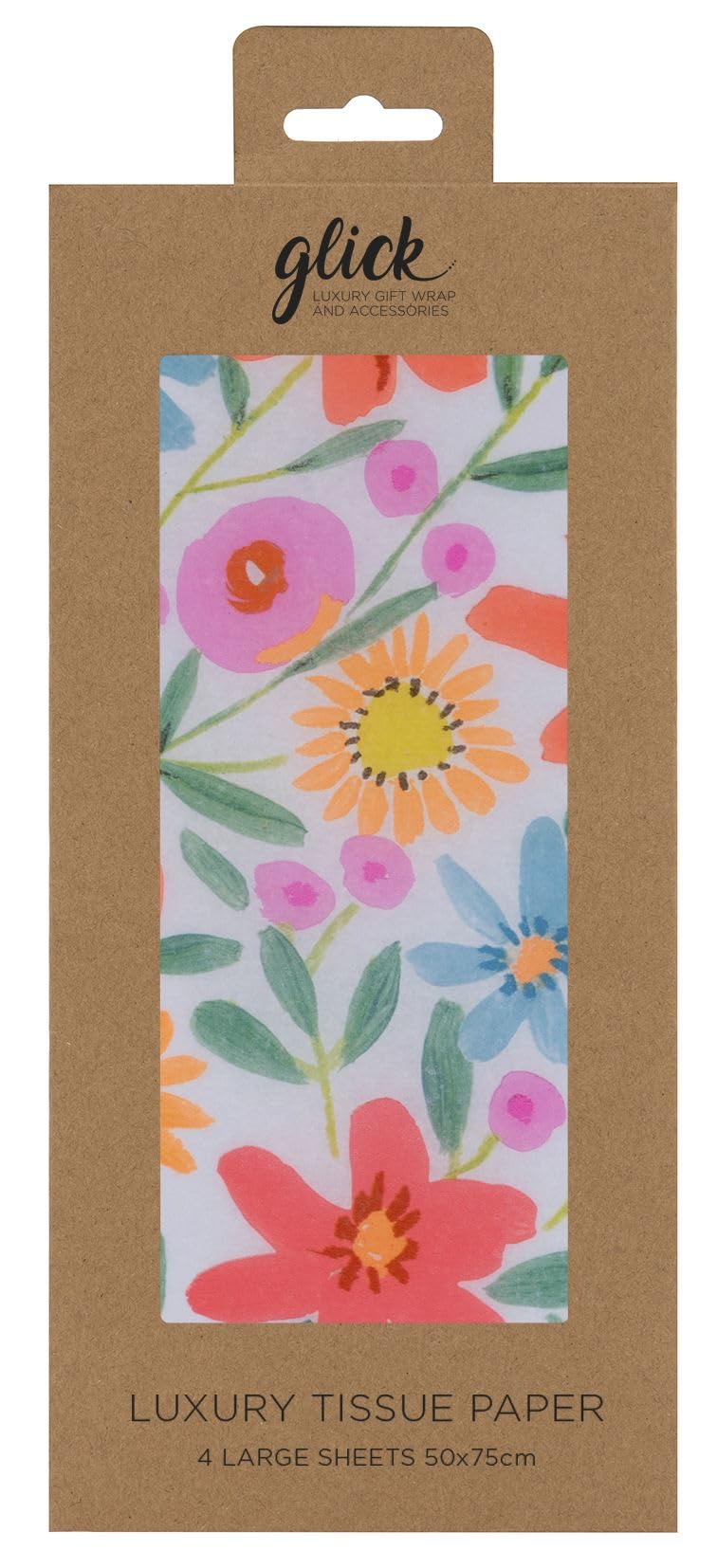 Blazing Blooms Glick 4 Sheets Tissue Wrapping Paper 50 x 75 cm