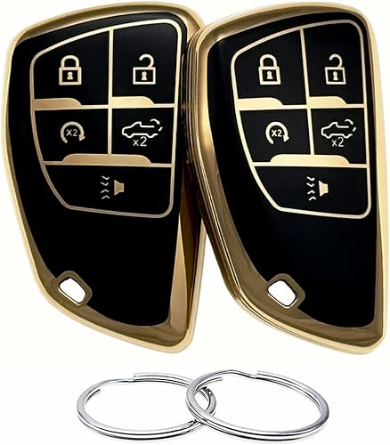 Funda para llavero de TPU compatible con Chevrolet Silverado 1500 GMC Sierra 1500 2500HD 3500HD 3500HD 2022 2023 2024 (negronegro)