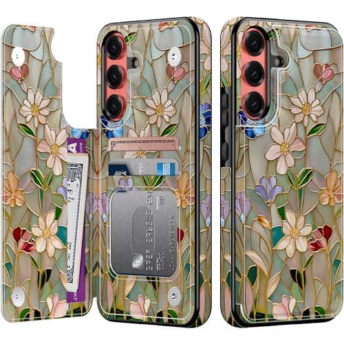 Étui portefeuille Samsung S25 Plus Esdot avec blocage RFID et porte-cartes floral