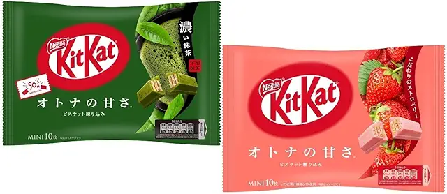 Kit Kat Japanese Chocolate Bar - Strawberry & Matcha Flavors Set (2 Pack)