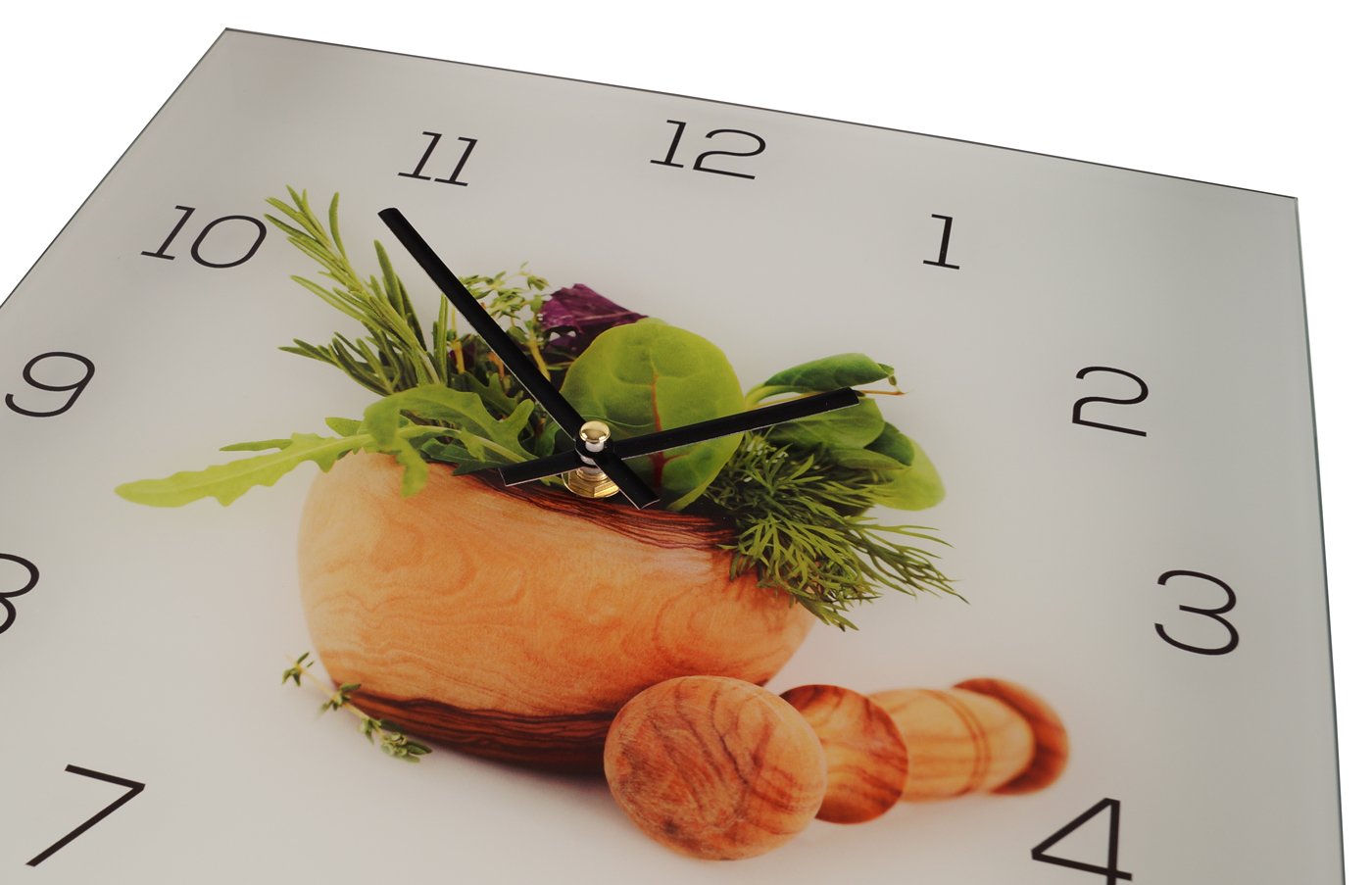 Wanduhr Aus Glas 30x30cm Uhr Als Glasbild Küche Kräuter Gewürze