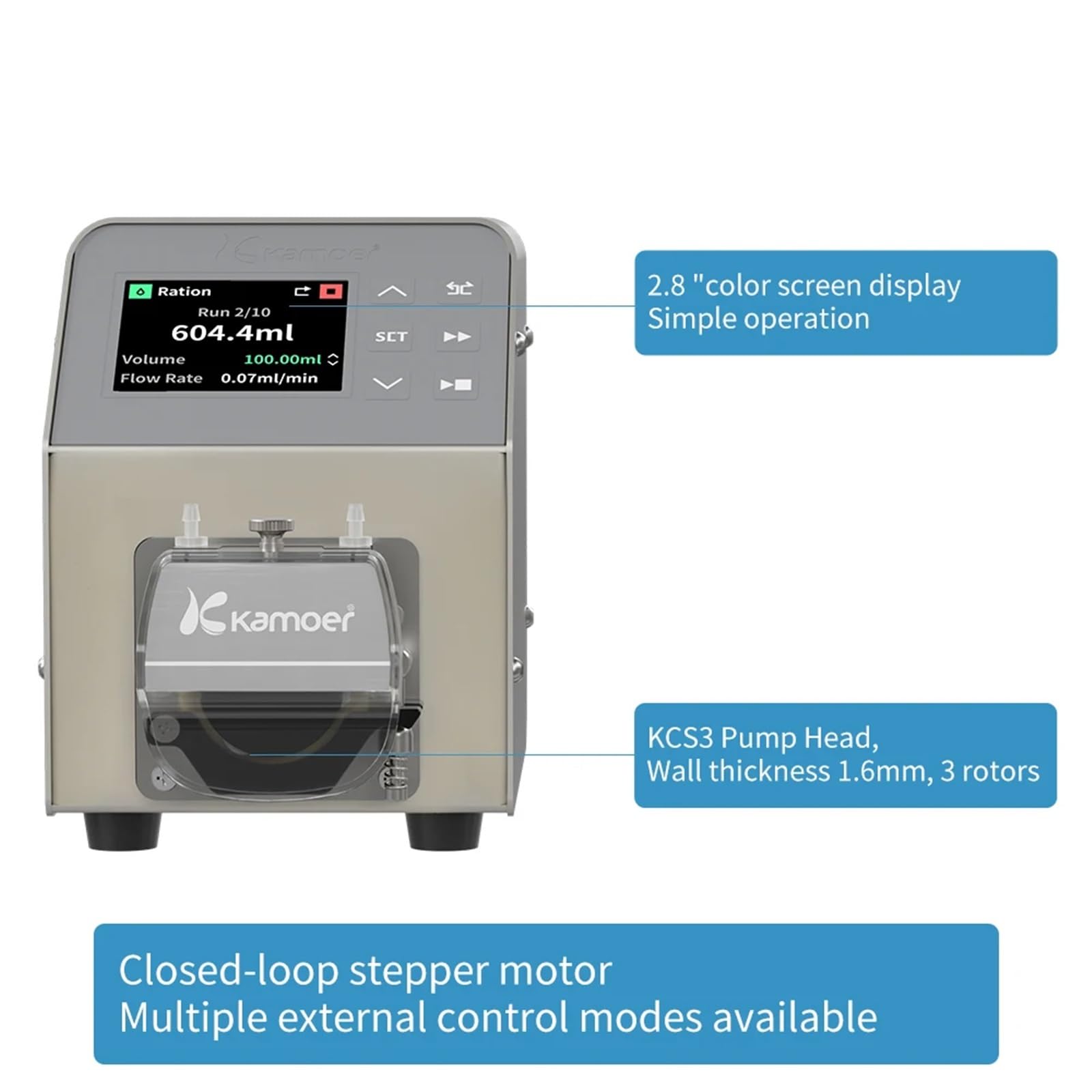 Pompe péristaltique LLS Plus V3 à moteur pas à pas en boucle fermée, AC110V-220V, vitesse variable, débit 180 ml/min, pompe doseuse intelligente for laboratoire