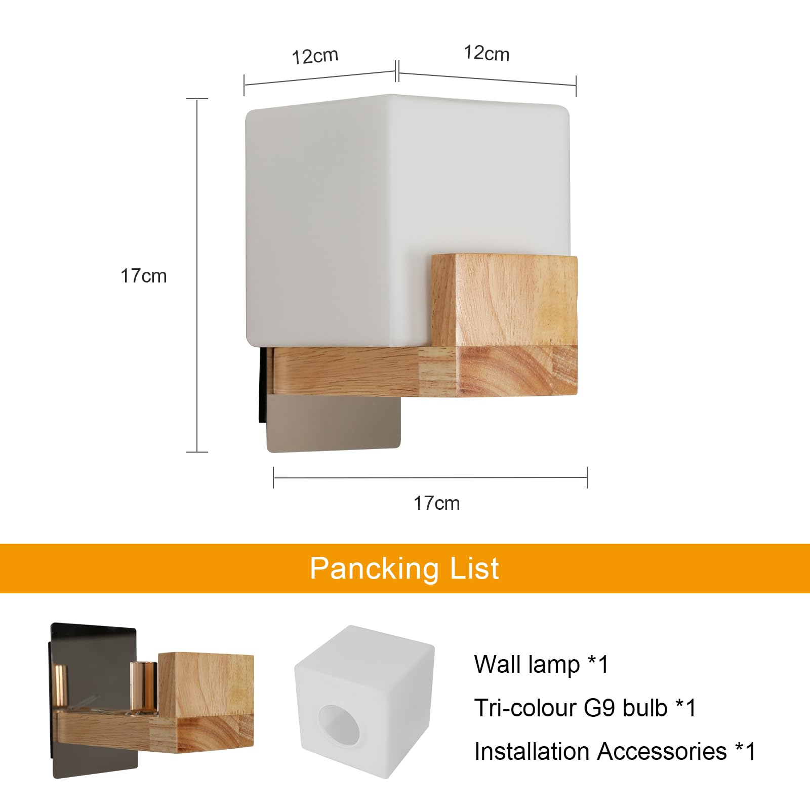 Osairous applique led da parete interno 3000K-6500K applique da parete dimmerabile a tre colori lampada da parete creativa in legno adatto per camere da letto, corridoi, scale