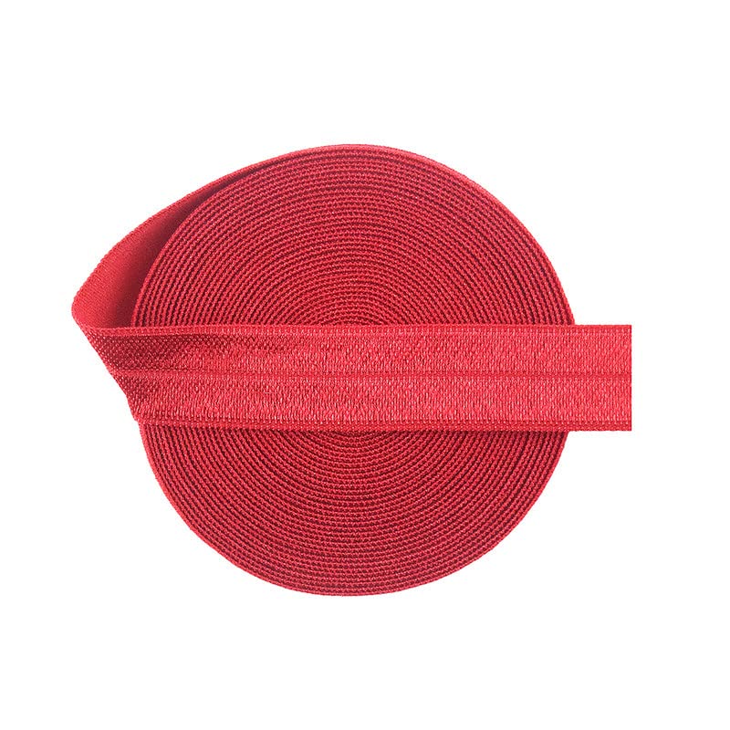 Bristlegrass Red 50 Yard 5/8 Inch Shiny Fold Over Elastic Band Foe Spandex Ribbon for Hair Tie Headband Dress DIY Sewing Trim Solid Color Ribbon Sewing lace Red（50Yard 5/8")