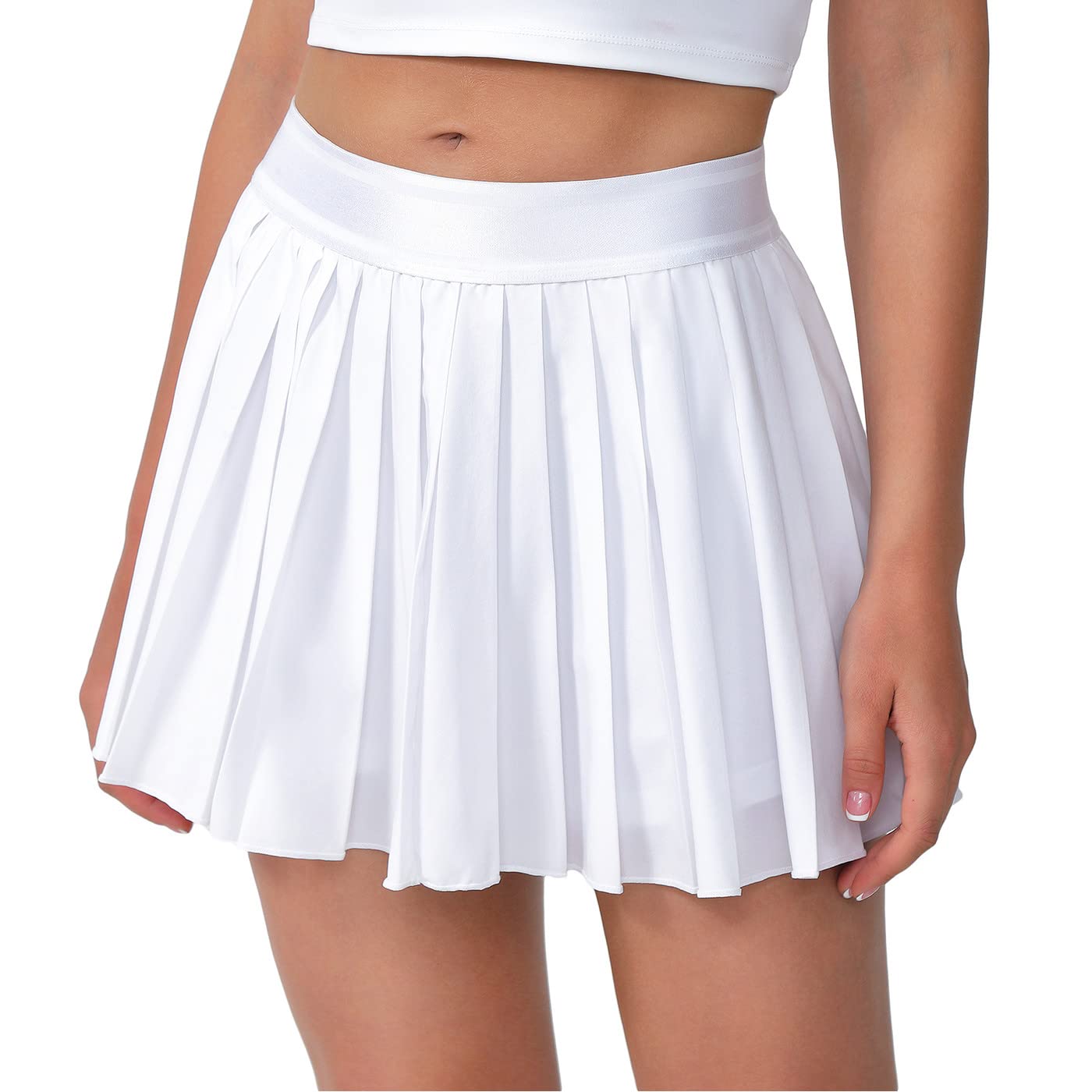Mini Pleated Tennis Skirt for Women: Flowy Skorts for with Shorts Pockets - Athletic Trendy - Golf Pickleball