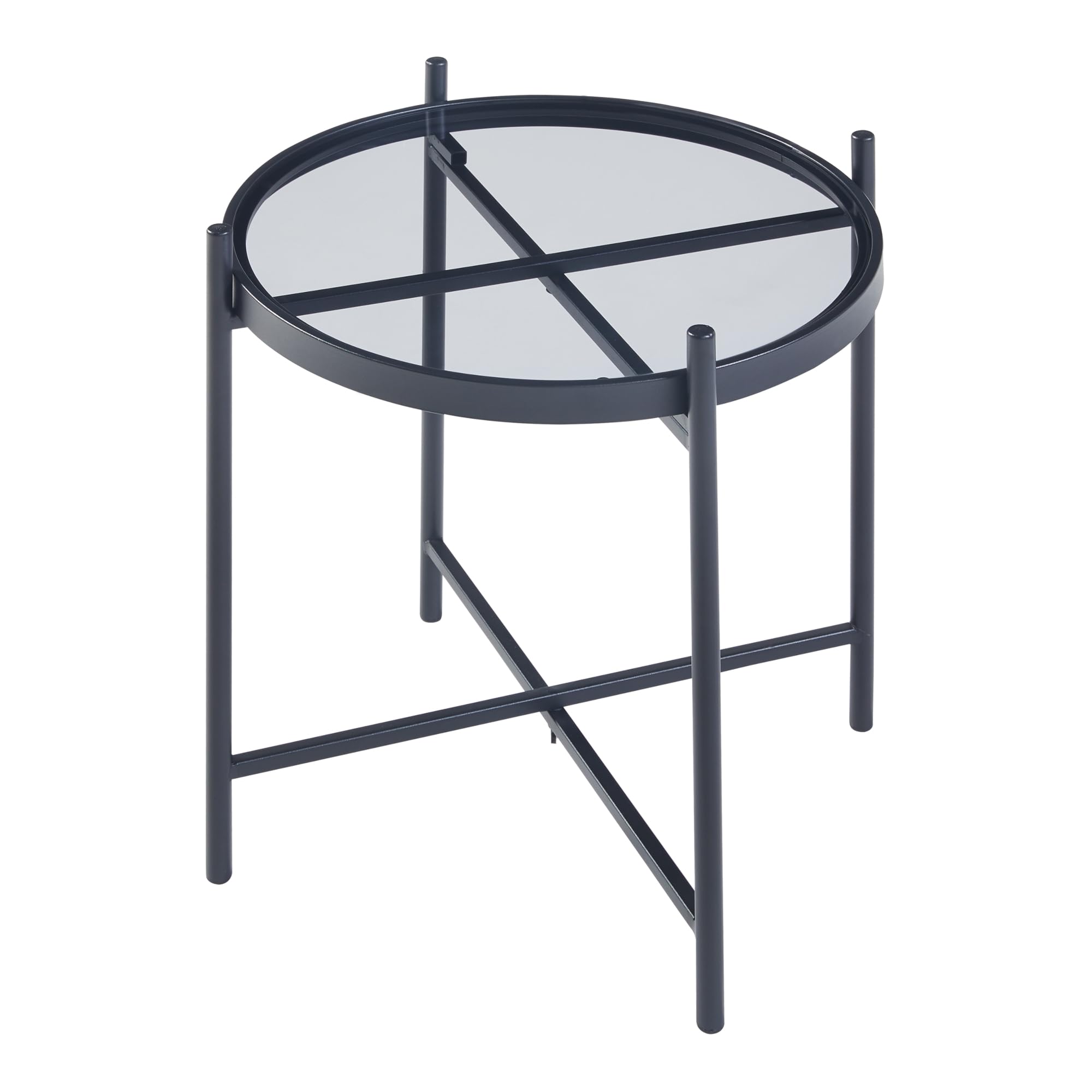 Ensemble de 2 tables basses rondes Universe Verre Blanc et Métal Gris