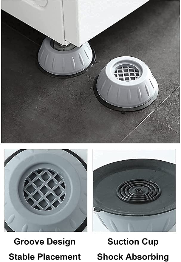CLUEMART Washer Dryer Anti Vibration Pads with Suction Cup Feet, Fridge Washing Machine Leveling Feet Anti Walk Pads Shock Absorbed Furniture Lifting Base 2