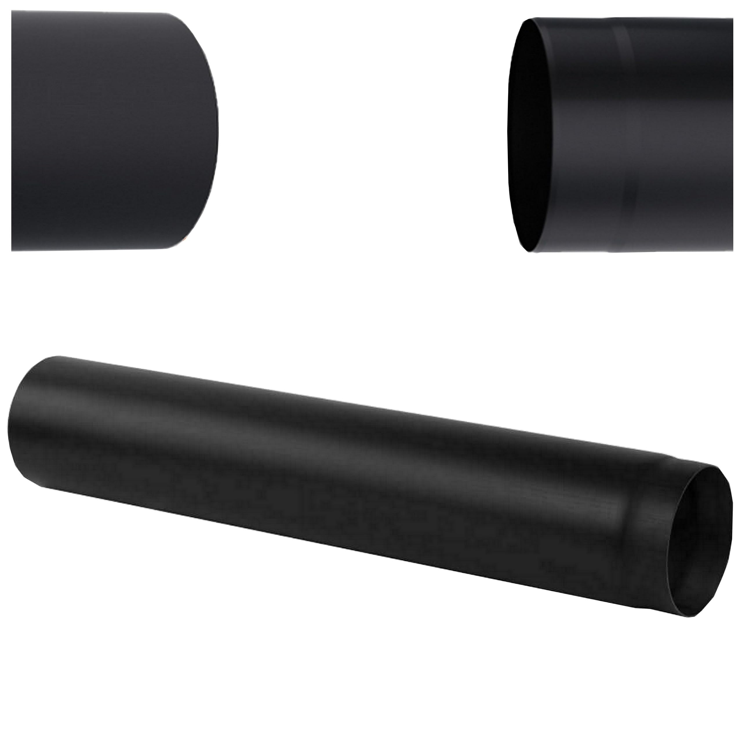 Tubo Fumi per Stufa Ø 200 mm Nero – Lunghezza 1 m 1000 mm – Acciaio Spesso 2 mm – Condotto per Evacuazione Fumi ad Alta Temperatura, Ermetico e Resistente - Per Stufe a Legna, Camini e Inserti
