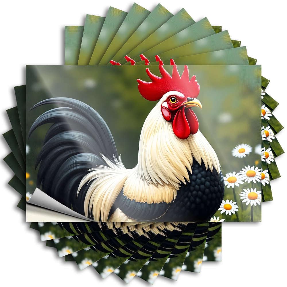 Bedroom Stuff Window Decals | A Rooster Stands Proudly Amidst A Field of Daisies Positive Durable Vinyl Sticker Easy Apply for Outside(6X9CM)